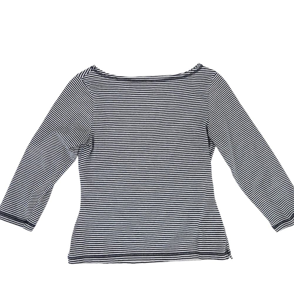 Express Striped Shirt Medium Black White 3/4 Sleeves Casual Top Nautical Coastal